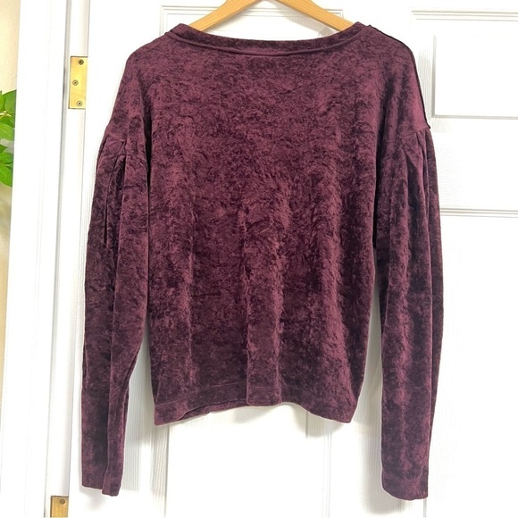 Free People Milan Crushed burned Velvet boho soft sweatshirt Burgundy size XS - Picture 8 of 10